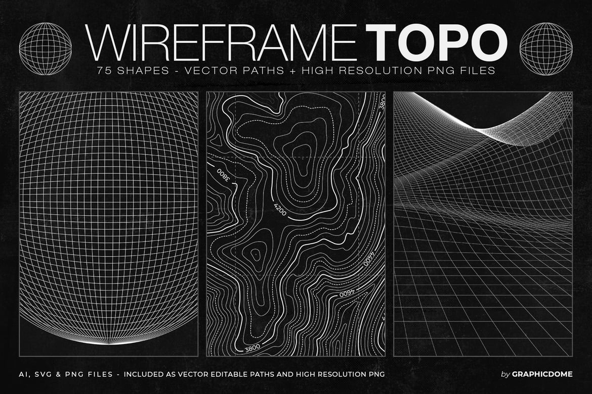 Wireframe Topo Elements Vectors（429836）-技能树